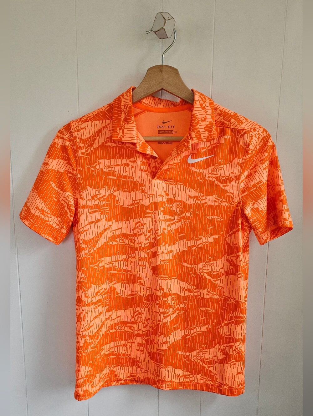 NIKE Orange Camo Dri-FIT Short Sleeve Polo